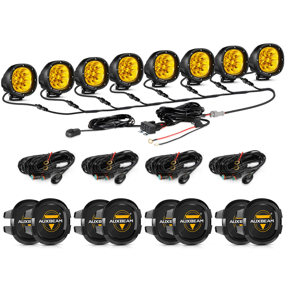 P4 Series | 4 Inch 90W 9000LM Round LED Driving Lights Flood Amber Pod Lights - Auxbeam  – éclairage LED auto