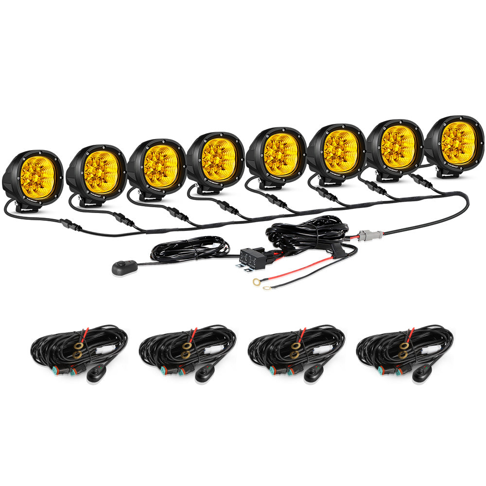 P4 Series | 4 Inch 90W 9000LM Round LED Driving Lights Flood Amber Pod Lights - Auxbeam  – éclairage LED auto
