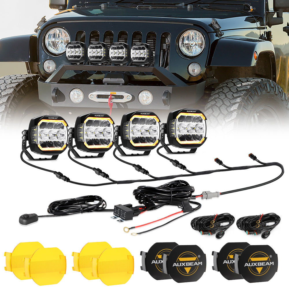 XP-ULTRA Series 5 Inch 174W LED Side Shooter Pod Lights with White DRL&Amber Turn Signal Light - Auxbeam  – éclairage LED auto