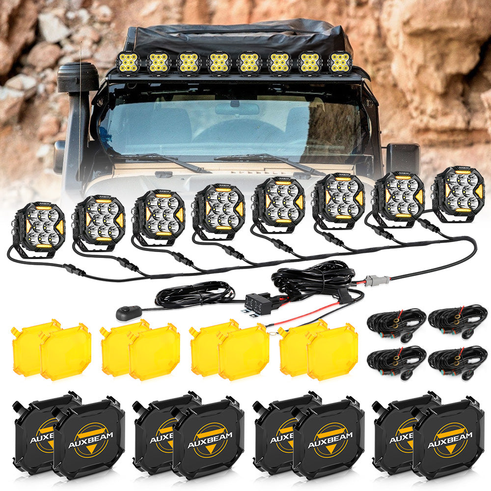 CUBE-Z Series 4 Inch Spot LED Pod Lights Off Road Lights with White DRL & Amber Turn Signal Lights - Auxbeam  – éclairage LED auto