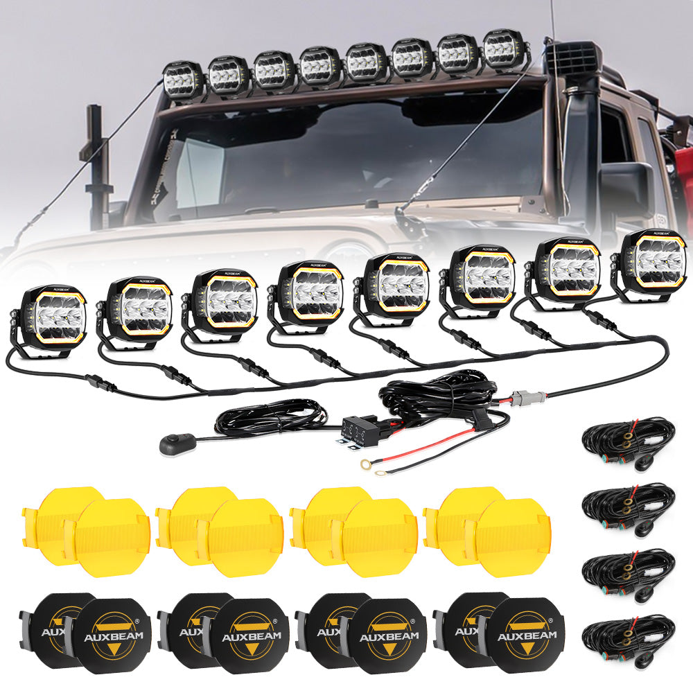 XP-ULTRA Series 5 Inch 174W LED Side Shooter Pod Lights with White DRL&Amber Turn Signal Light - Auxbeam  – éclairage LED auto