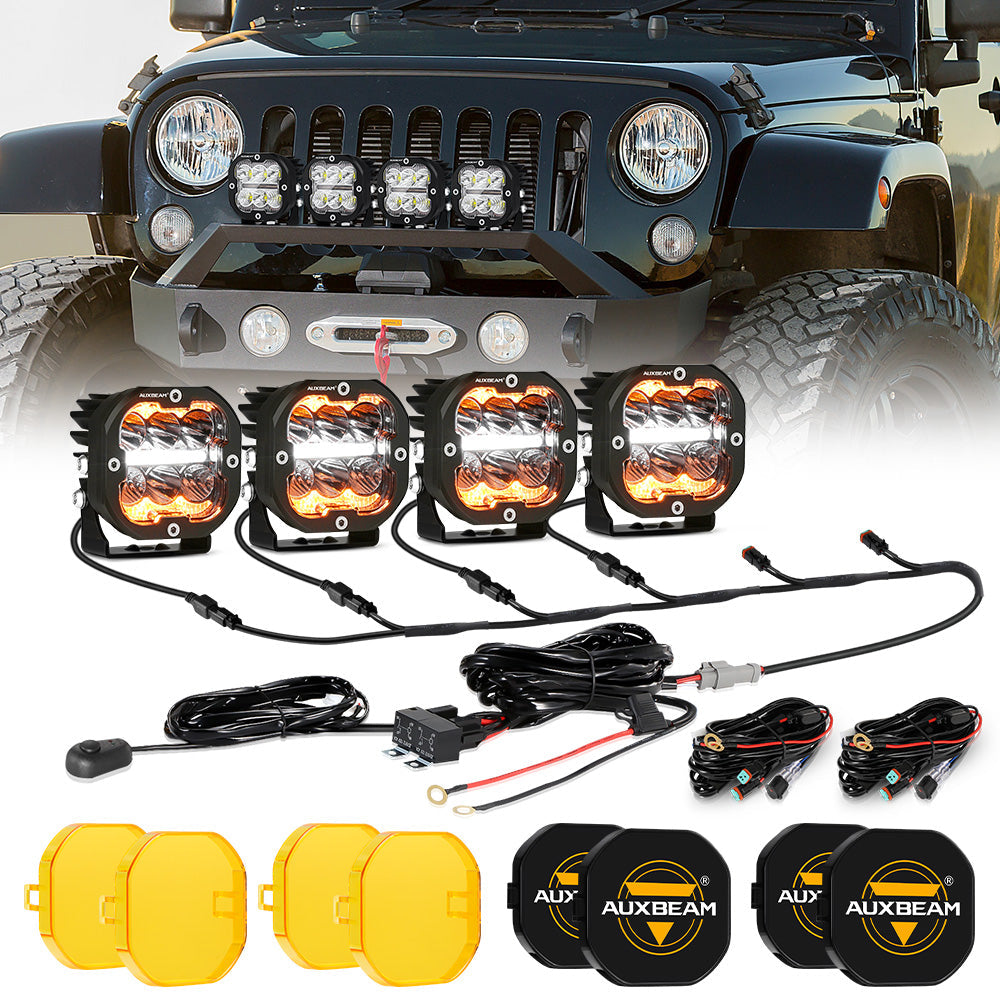 XP-ULTRA Series 3 Inch 84W LED Combo Pod Light Off Road Lights with White DRL&Amber Turn Signal Light - Auxbeam  – éclairage LED auto