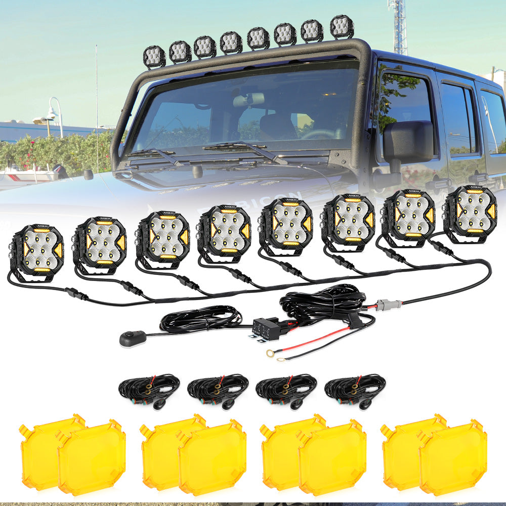 CUBE-Z Series 4 Inch Flood LED Pod Lights Off Road Lights with White DRL & Amber Turn Signal Lights - Auxbeam  – éclairage LED auto