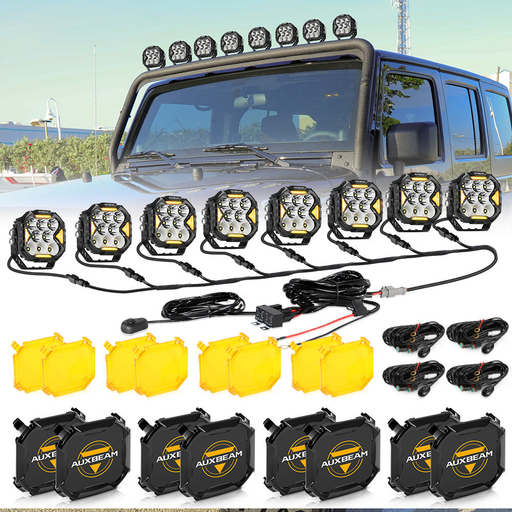 CUBE-Z Series 4 Inch LED Pod Lights Off Road Lights with White DRL & Amber Turn Signal Lights