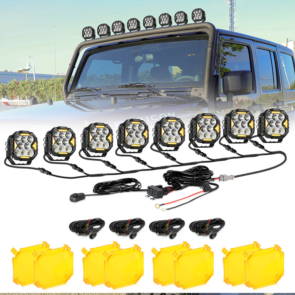 CUBE-Z Series 4 Inch LED Pod Lights Off Road Lights with White DRL & Amber Turn Signal Lights