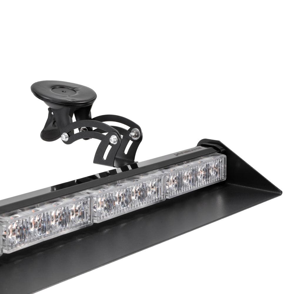 شريطان ضوئيان وامضان مقاس 17 بوصة على الزجاج الأمامي ولوحة القيادة مزودان بـ 20 نمطًا وامضًا مع حامل شفط للمركبات والشاحنات والسيارات الرياضية متعددة الاستخدامات والمركبات الرباعية