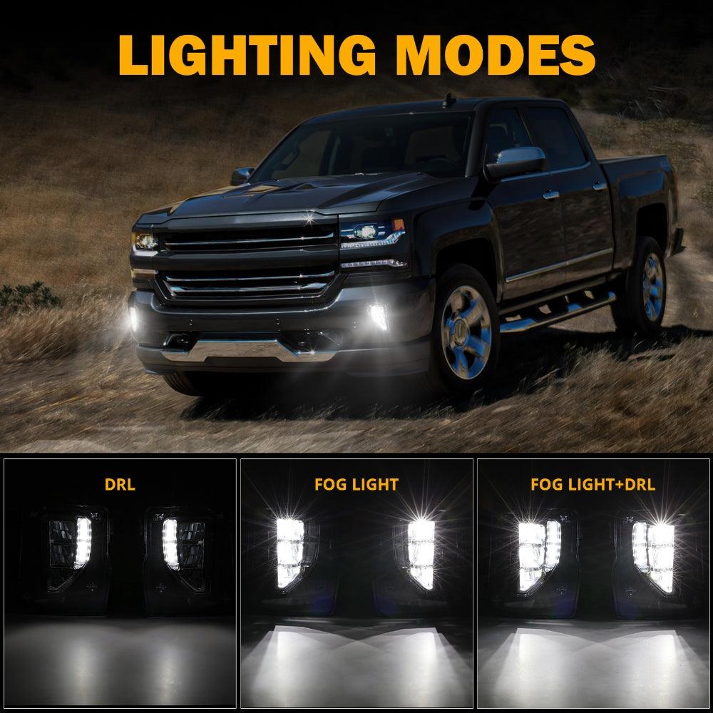 45W LED Fog Lights with DRL for 2016-2018 Chevy Silverado 1500