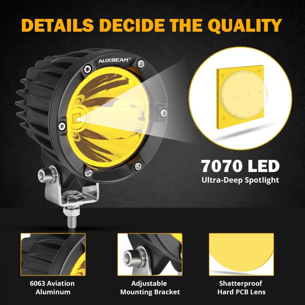 C4 Series | 4 Inch 100W Spot Round LED Pods Amber LED Driving Lights - Auxbeam  – éclairage LED auto