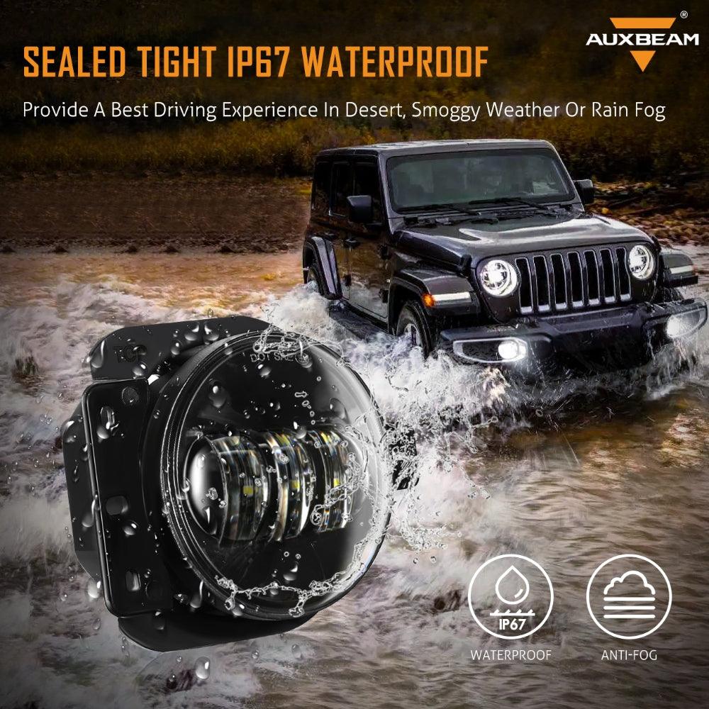 9'' Round 100W LED Headlights with DRL &amp; 4'' 30W LED Fog Lights for 2018-2022 Jeep Wrangler JL, 2019-2022 Gladiator JT