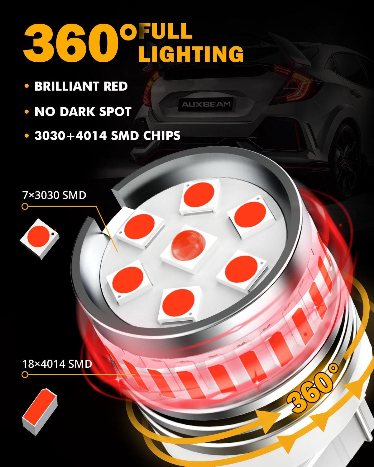 T20 7443 7440 LED Brake/Tail Light Bulbs 11W 4000LM Red B1 Series | 2 Bulbs