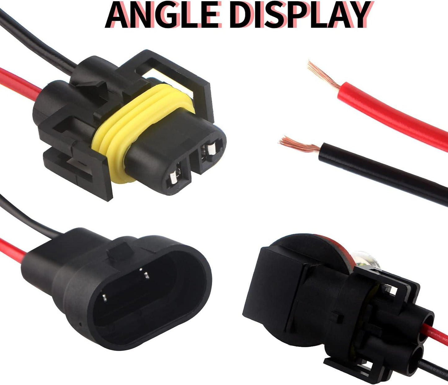 H11 LED Headlight Socket Male &amp; Female Adapter Wiring Harness Connector for Headlight/Fog Light 4pcs/Set