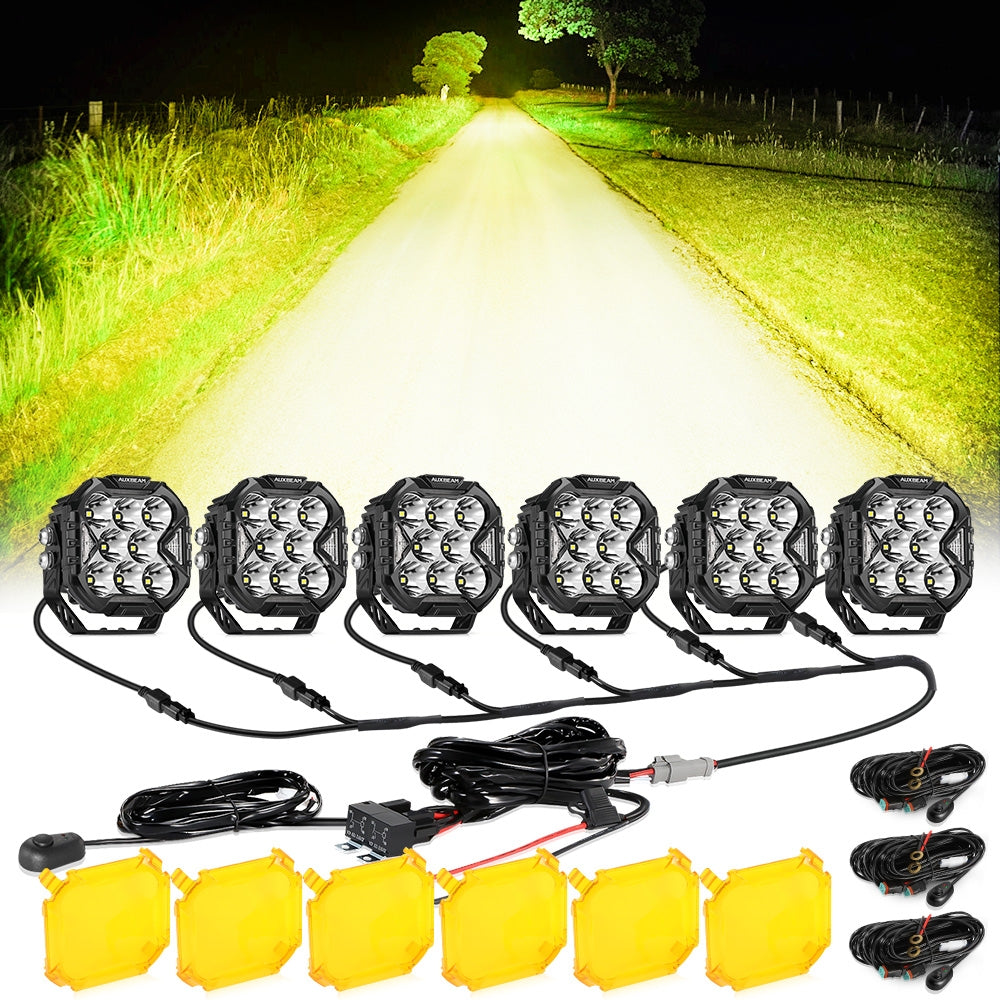 CUBE-Z Series 4 Inch Spot LED Pod Lights Off Road Lights with White DRL & Amber Turn Signal Lights - Auxbeam  – éclairage LED auto