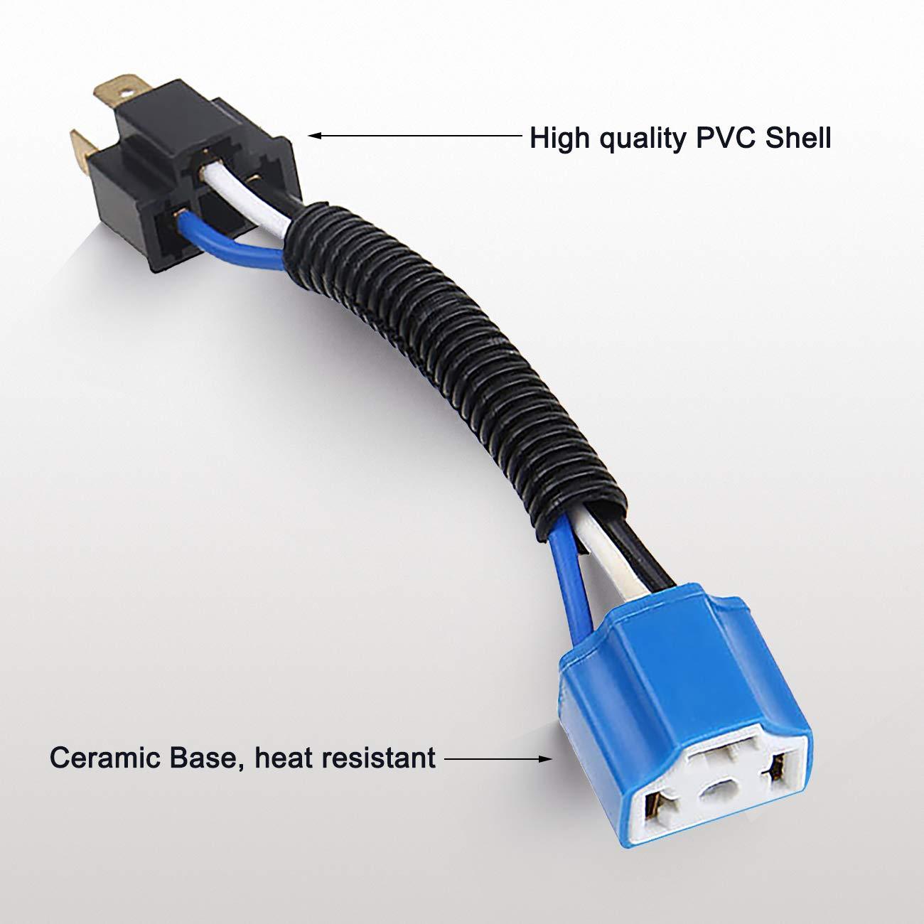 H4 LED HEADLIGHT SOCKET FEMALE ADAPTER WIRING HARNESS CONNECTOR FOR HEADLIGHT/FOG LIGHT 2PCS/SET