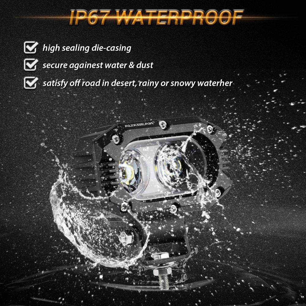 مصابيح LED 4 بوصات 30 وات بعدسة مموجة مع شعاع ضوئي مع حامل تثبيت مزدوج على العمود A لسيارة فورد برونكو 2/4 أبواب 2021 2022