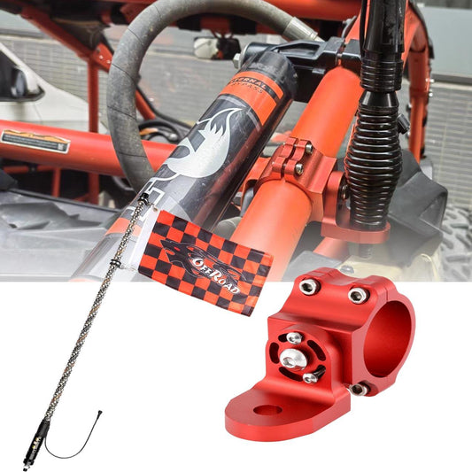 ضوء سوط LED RGB بطول 3 أقدام/4 أقدام مع تحكم بلوتوث وحامل ضوء سارية علم أحمر عالمي لجميع المركبات متعددة الاستخدامات ذات قفص التدحرج من 1.75 بوصة إلى 2 بوصة