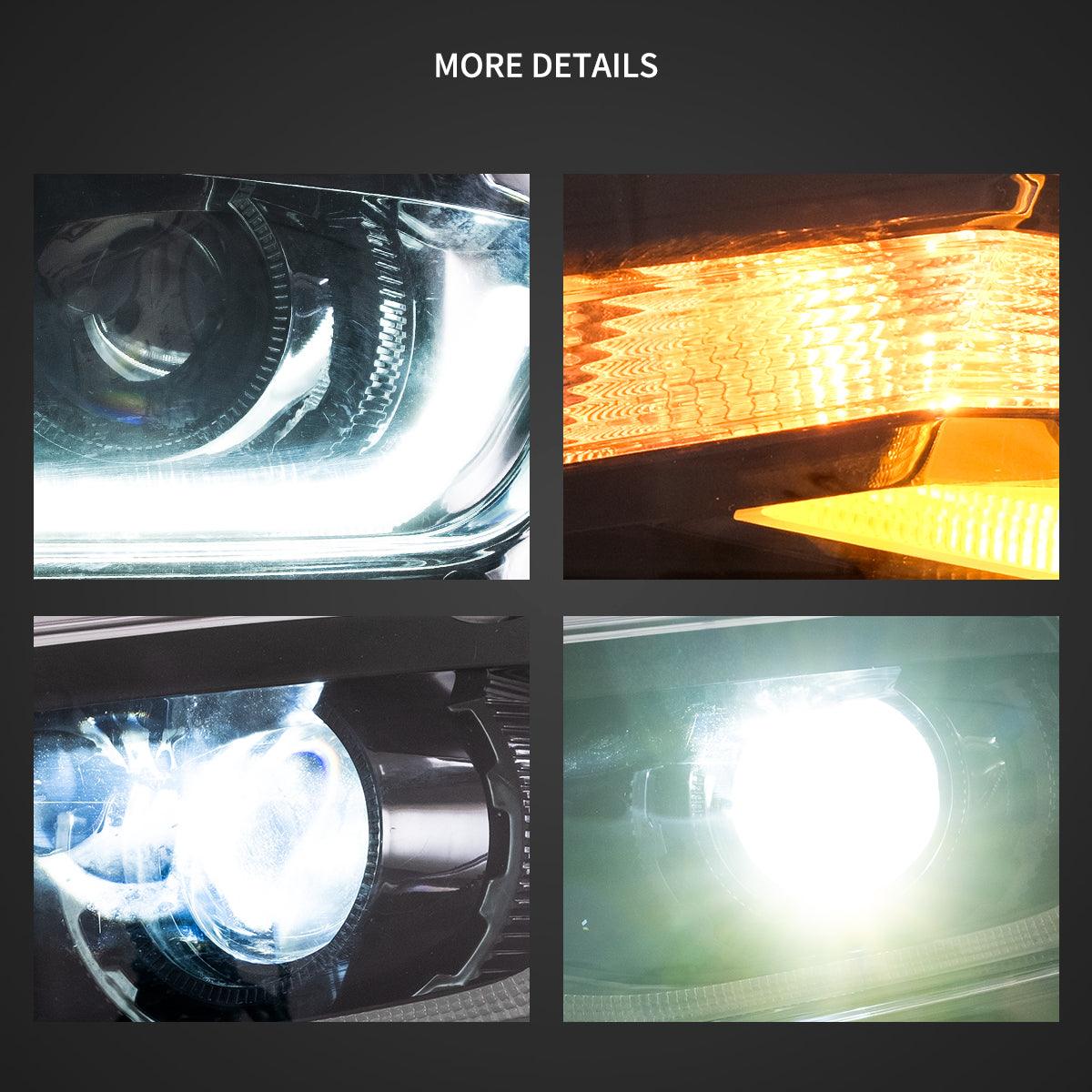 مجموعة مصابيح أمامية LED مزدوجة الشعاع باللون الأسود لسيارة شيفروليه كامارو الجيل السادس 2016-2022