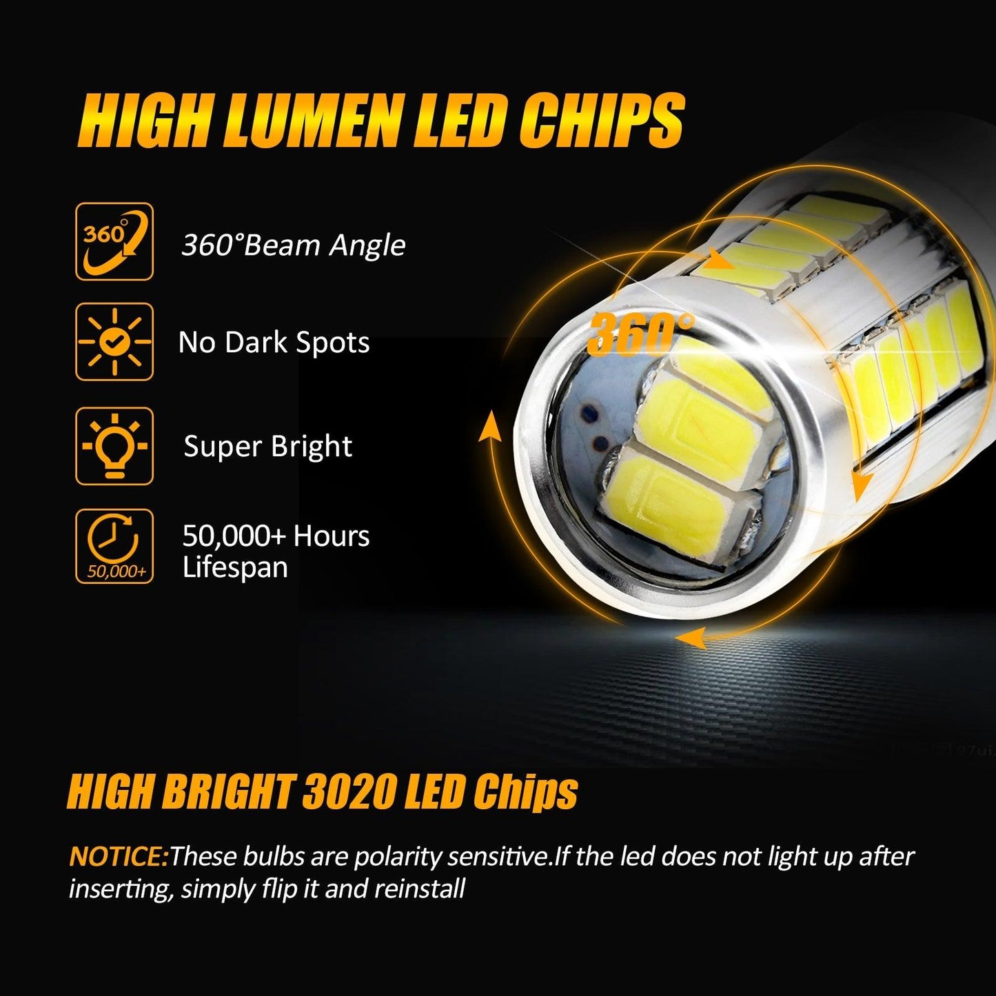 7440 7440A LED Backup Reverse/Turn Signal/Brake Tail Light Bulbs 20W 4000LM 6500K White 33LED Series | 2 Bulbs