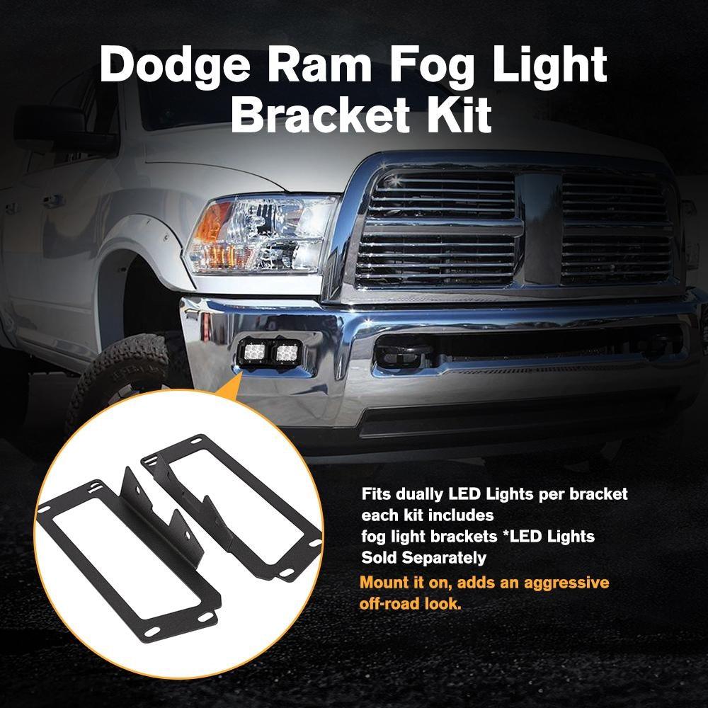 مصابيح LED مقاس 3 بوصات مع أغطية كهرمانية إضافية ومصابيح ضباب مزدوجة وحامل مخفي للصدمات لسيارة دودج رام 2500 3500 2010-2017