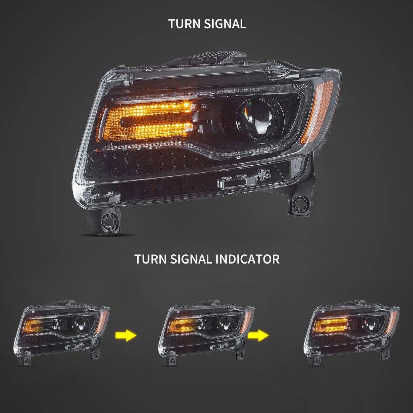 LED Headlight Assembly Full LED With Startup Animation/Blue DRL For 2011-2013 Jeep Grand Cherokee (WK2)