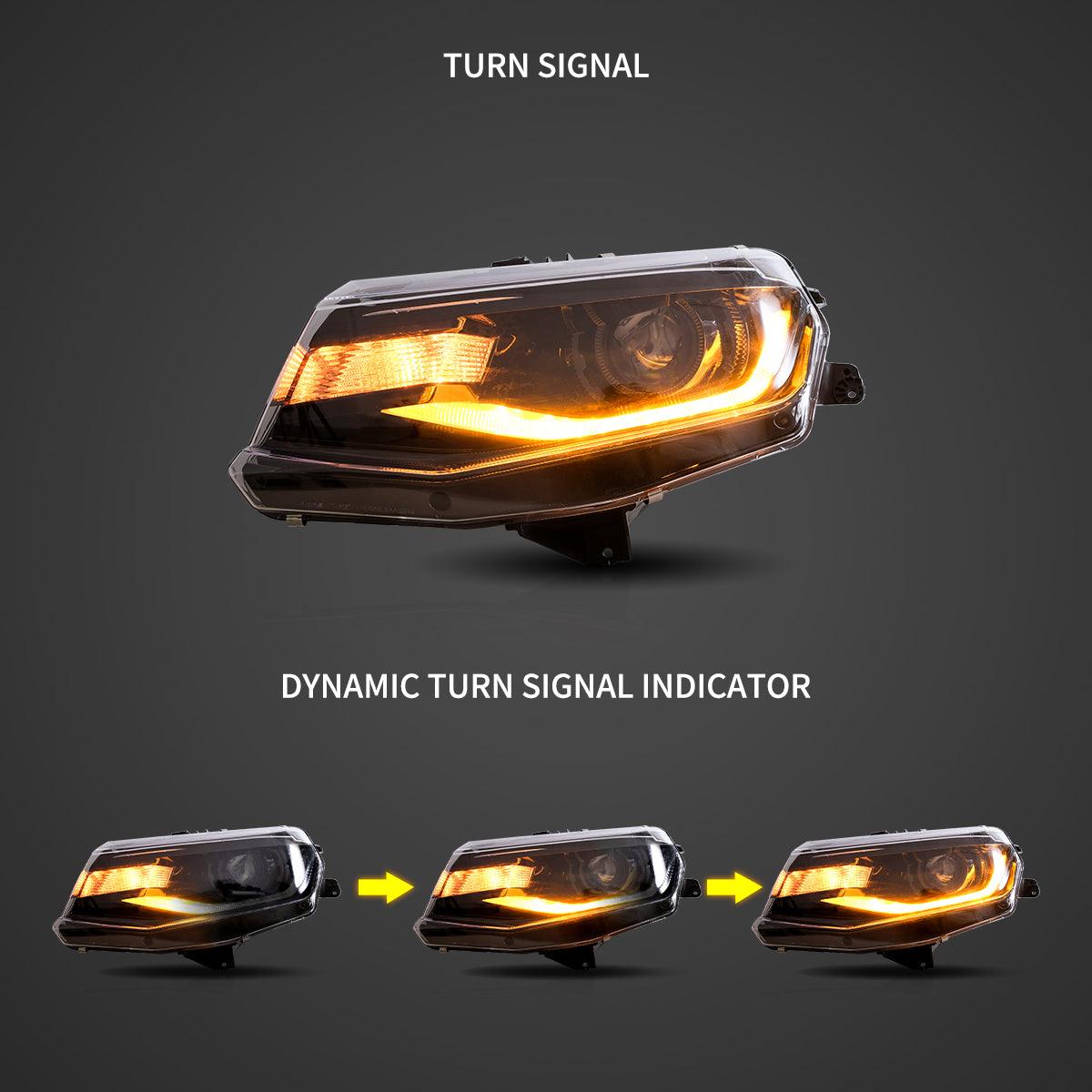 مجموعة مصابيح أمامية LED مزدوجة الشعاع باللون الأسود لسيارة شيفروليه كامارو الجيل السادس 2016-2022