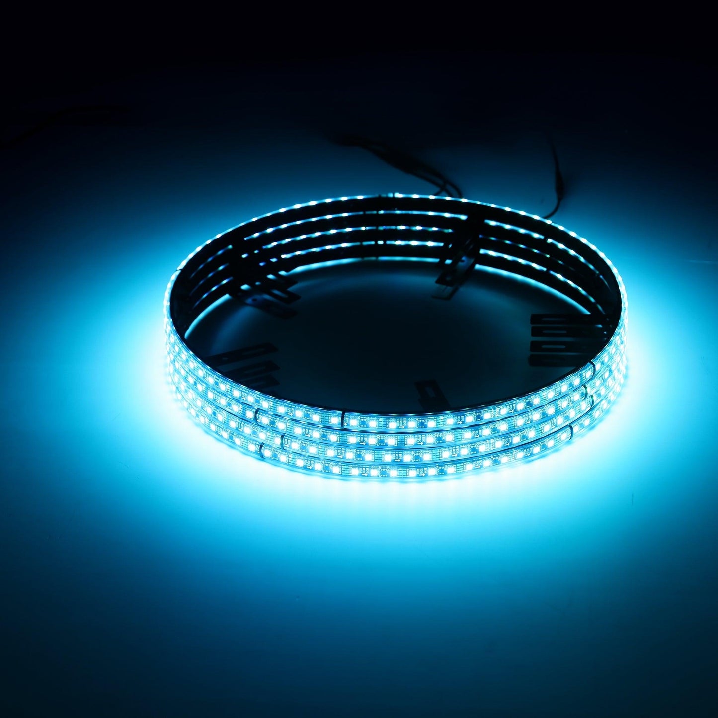 (4 قطع/مجموعة) مصابيح حلقة عجلة LED RGB مقاس 15.5 بوصة ضوء نيون سحري ملون مع تطبيق وجهاز تحكم عن بعد RF