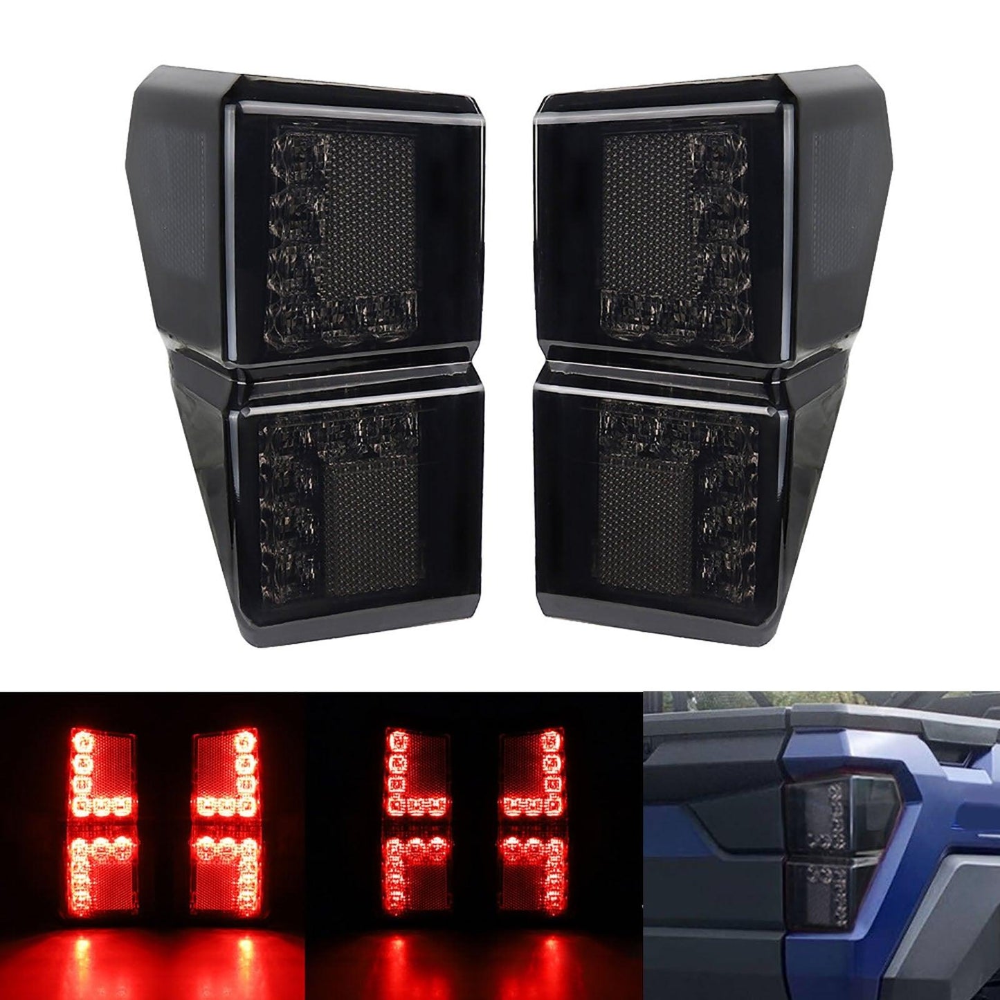 (قطعتان/مجموعة) مصابيح خلفية LED مدخنة لسيارة Polaris Ranger 1000