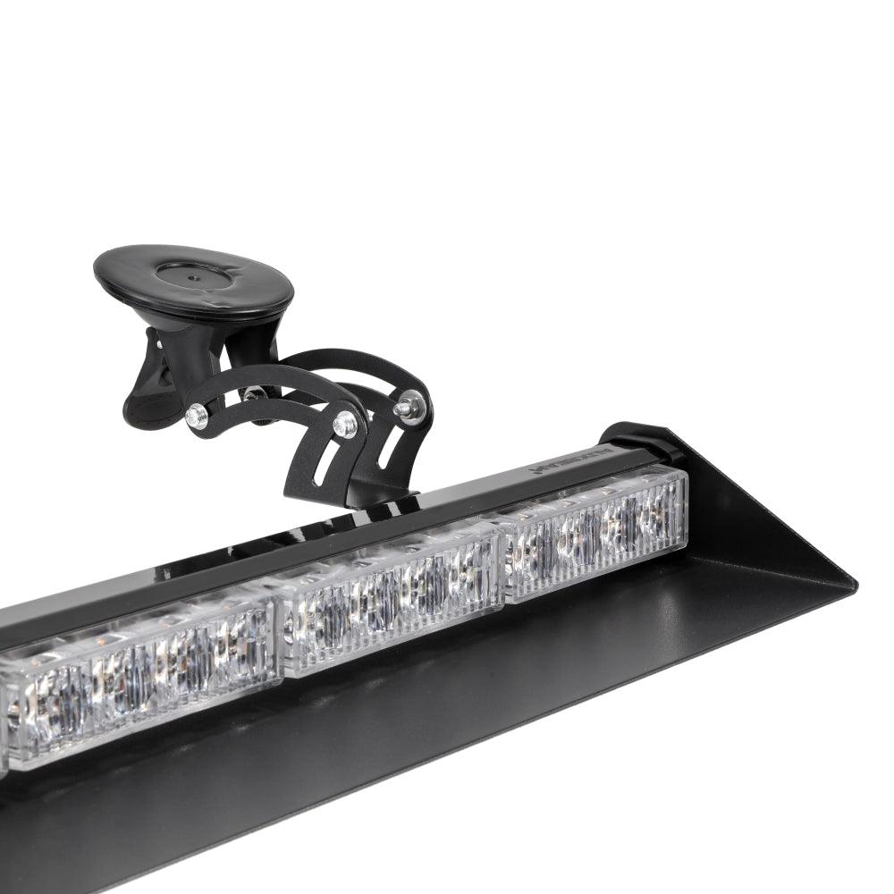 شريطان ضوئيان وامضان مقاس 17 بوصة على الزجاج الأمامي ولوحة القيادة مزودان بـ 20 نمطًا وامضًا مع حامل شفط للمركبات والشاحنات والسيارات الرياضية متعددة الاستخدامات والمركبات الرباعية