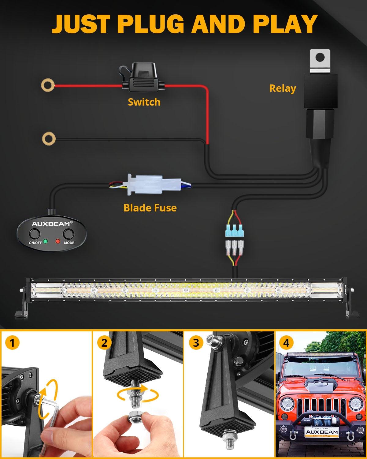 6 Modes Series 42 Inch White&Amber Straight Off Road Led Light Bar