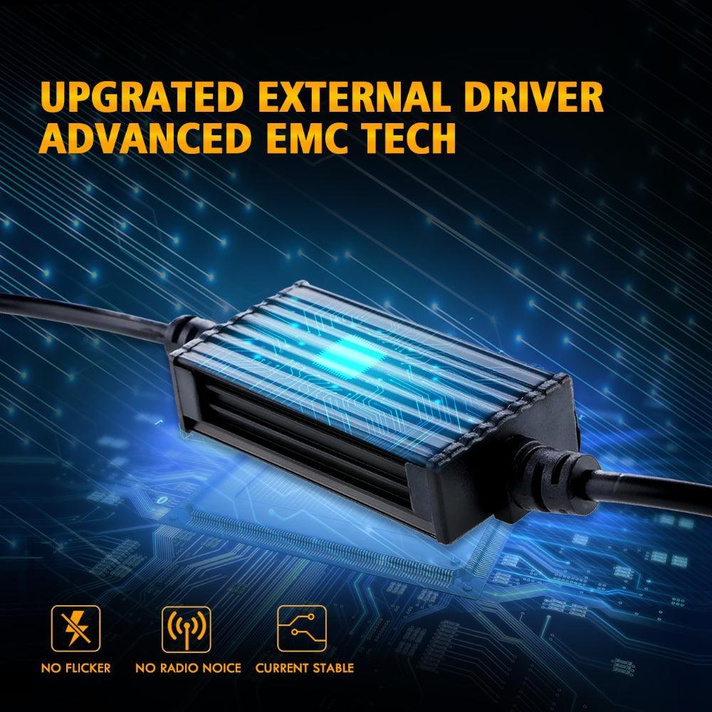 مصابيح أمامية LED H1، 52 واط، 10000 لومن، سلسلة F2، حجم صغير، 6500 كلفن، أبيض بارد | 2 لمبة