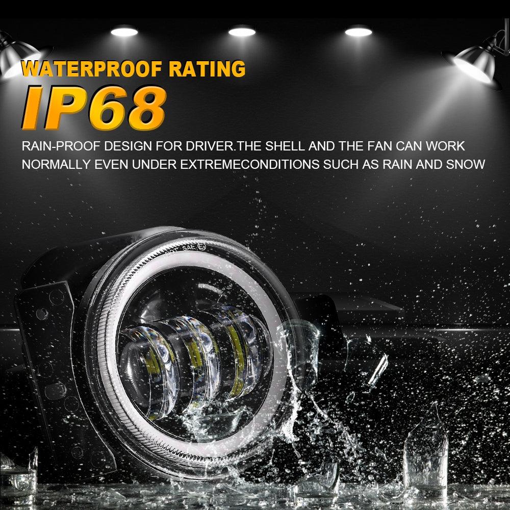 9'' ROUND 100W LED HEADLIGHTS WITH DRL &amp; 4'' 30W LED FOG LIGHTS FOR 2018-2022 JEEP WRANGLER JL