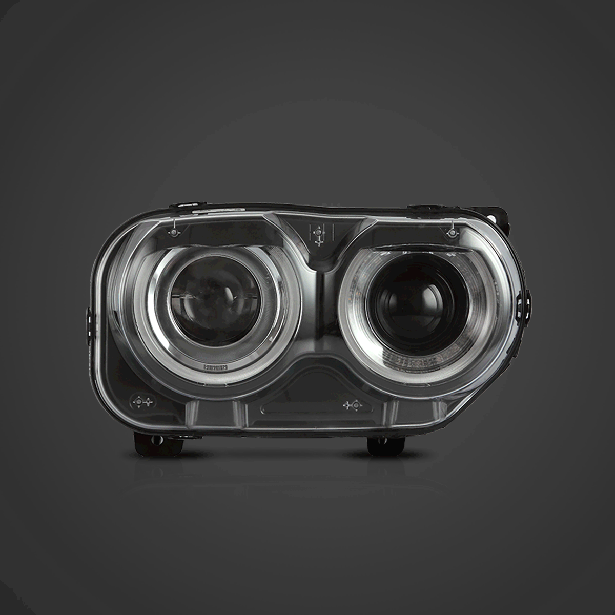 مجموعة مصابيح أمامية LED مزدوجة الشعاع باللون الأسود لسيارة دودج تشالنجر الجيل الثالث المحدثة موديلات 2015-2023