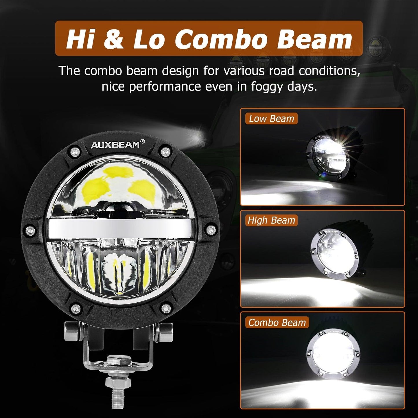 C4 Series | 4 Inch 100W Round Offroad LED Driving Lights Combo Beam - Auxbeam  – éclairage LED auto