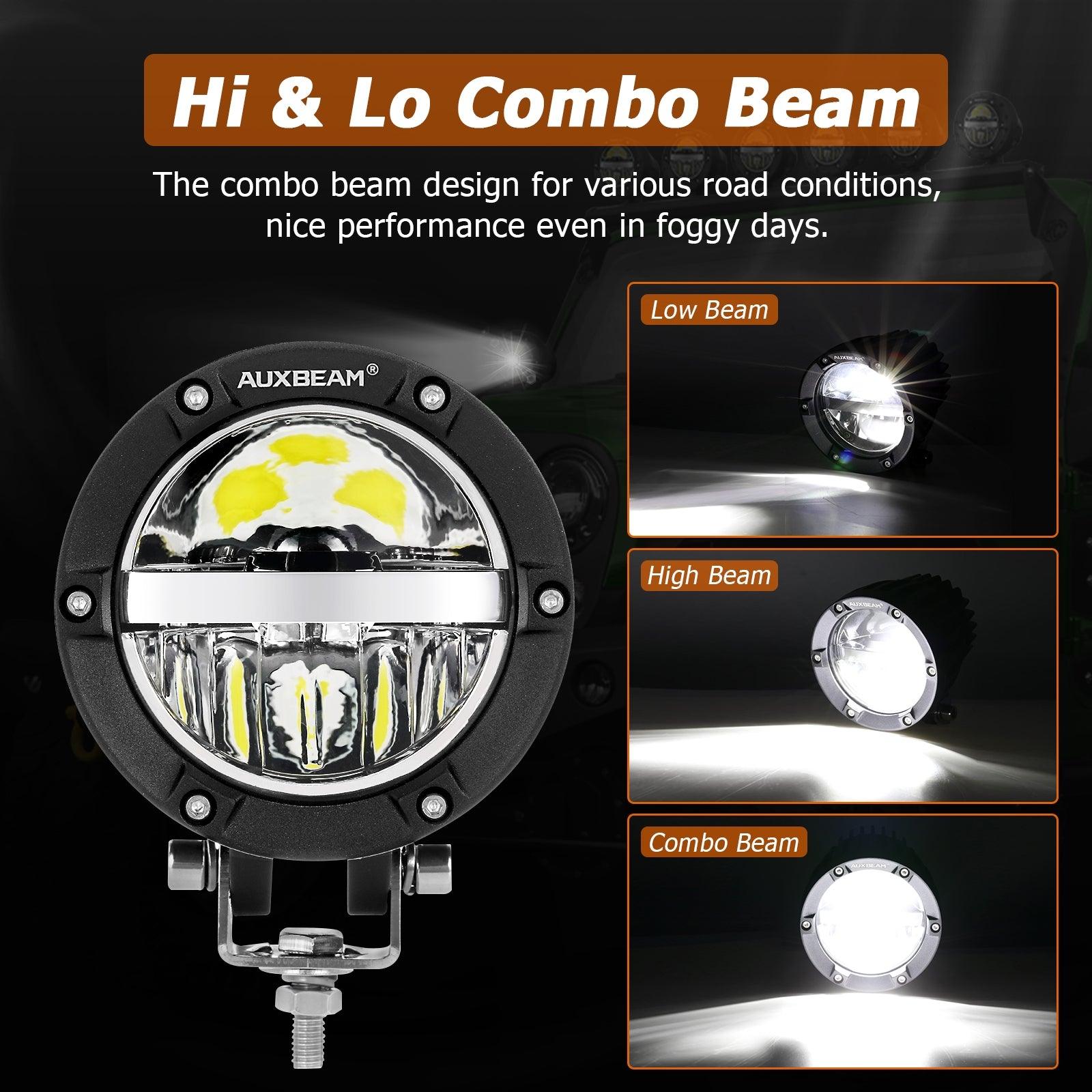 C4 Series | 4 Inch 100W Round Offroad LED Driving Lights Combo Beam - Auxbeam  – éclairage LED auto