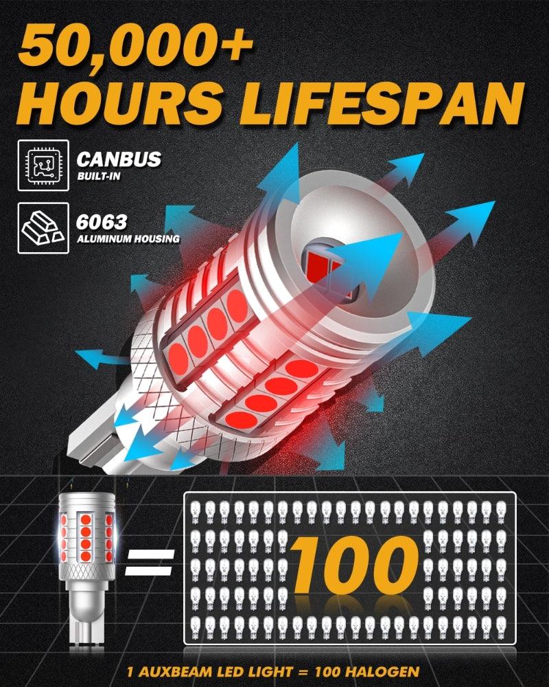 921 912 LED Bulbs Cargo Light High Mount Stop 3rd Brake Light Combo, White &amp; Strobe Red Kit | 4 bulbs