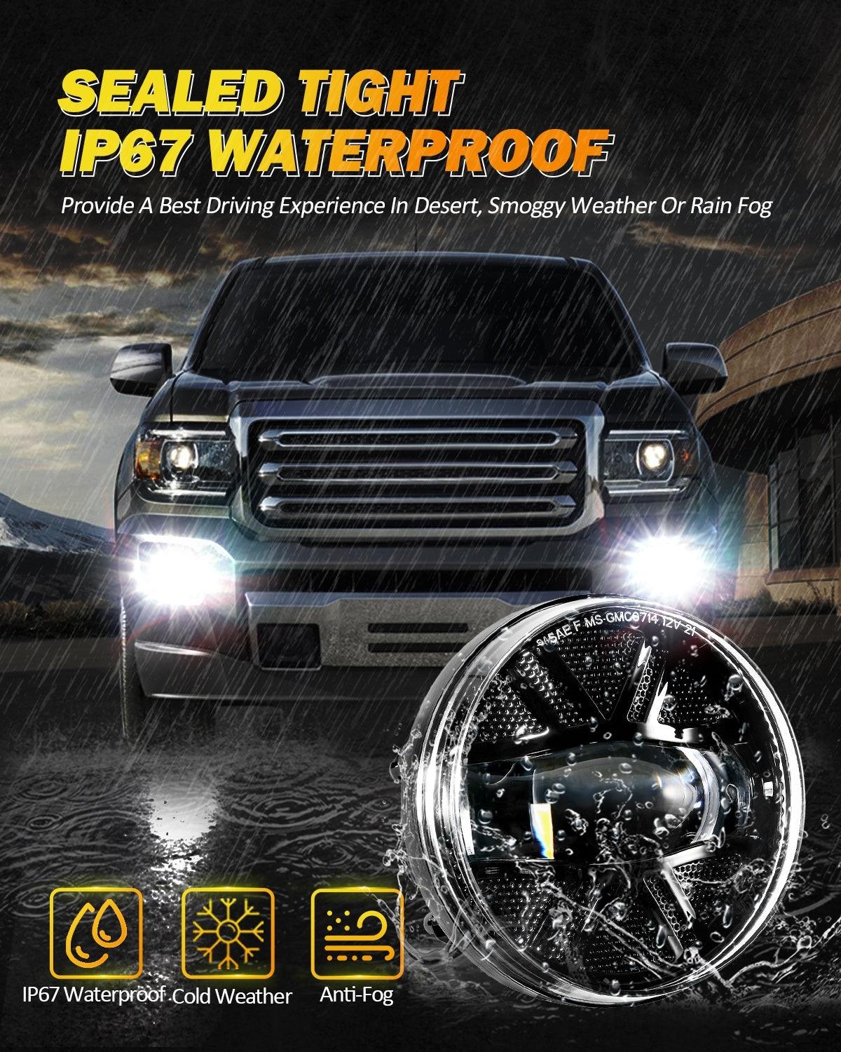 (2pcs/set) 48W LED Fog Lights DOT Approved For 2007-2013 GMC Sierra 1500 / 2007-2014 Sierra 2500HD 3500HD (Black)