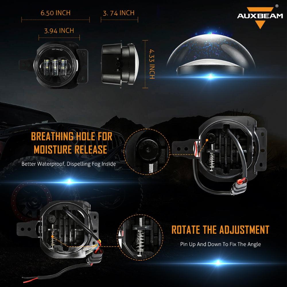 9'' Round 100W LED Headlights with DRL &amp; 4'' 30W LED Fog Lights for 2018-2022 Jeep Wrangler JL, 2019-2022 Gladiator JT