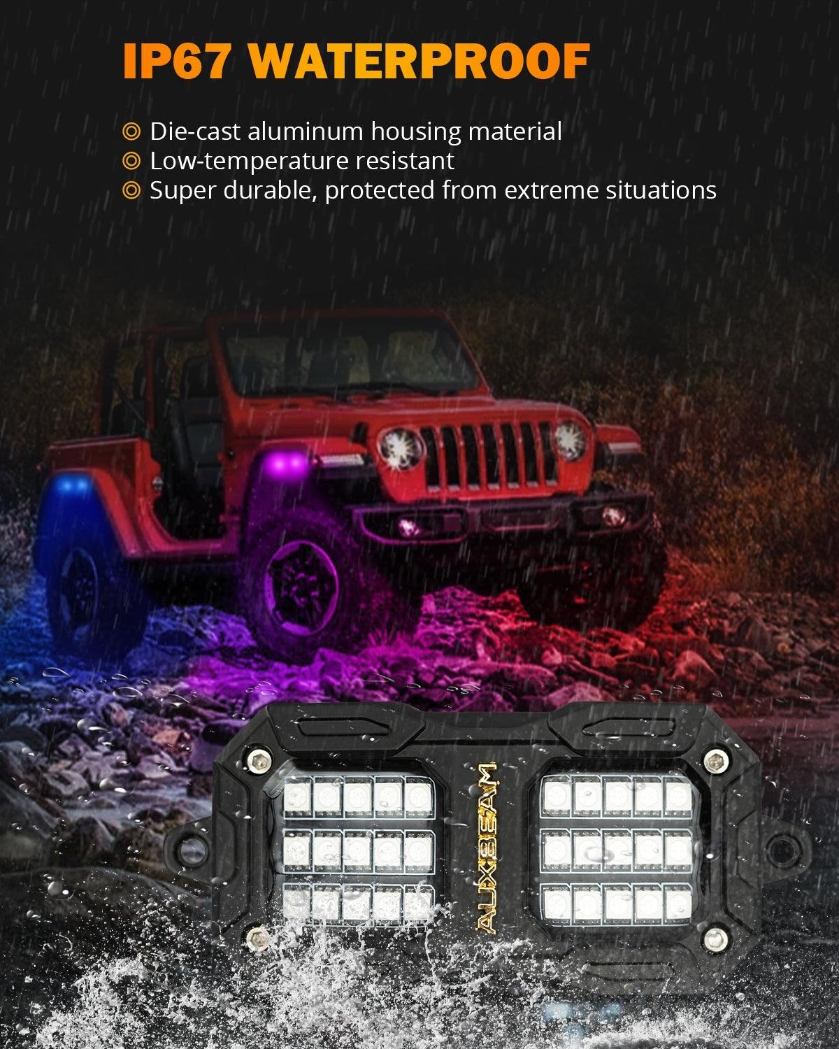 NEW Vibrant Series | 6PCS RGB LED Rock Lights Kit Multicolor Neon Underglow Lights with Bluetooth APP & Remote Control