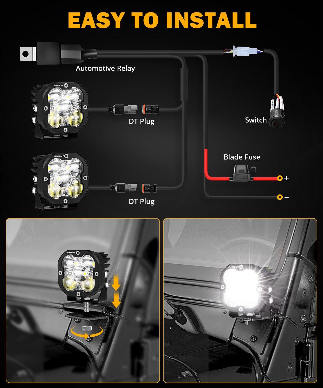 XP-ULTRA Series 3 Inch 80W Combo Beam LED Pods Amber&White Offroad Lights - Auxbeam  – éclairage LED auto