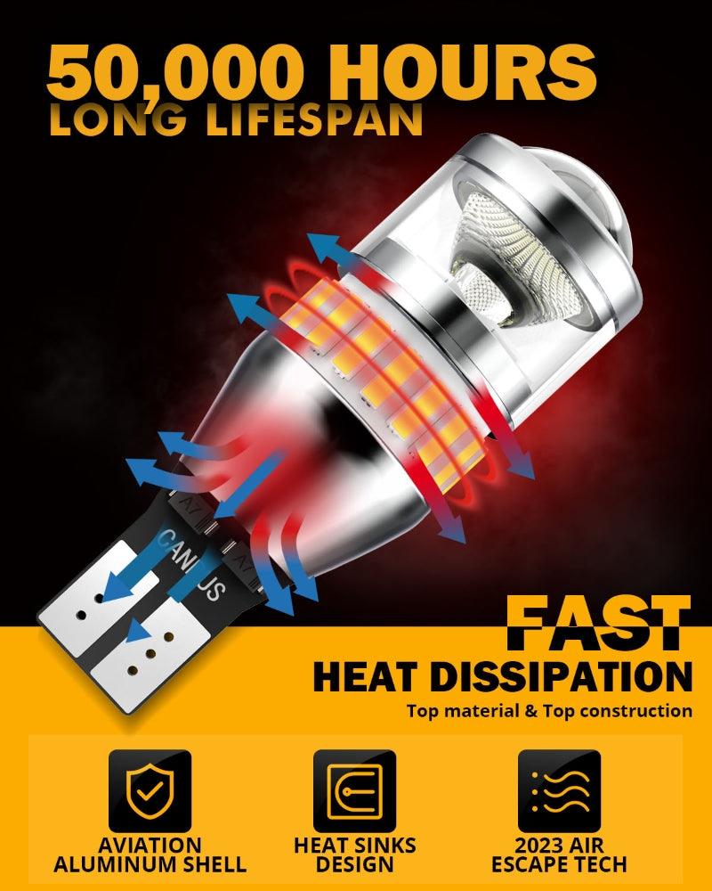 912 921 T15 W16W LED Backup/Brake/Tail Light Bulbs 10W 4000ML 6500K White B1 Series | 2 bulbs