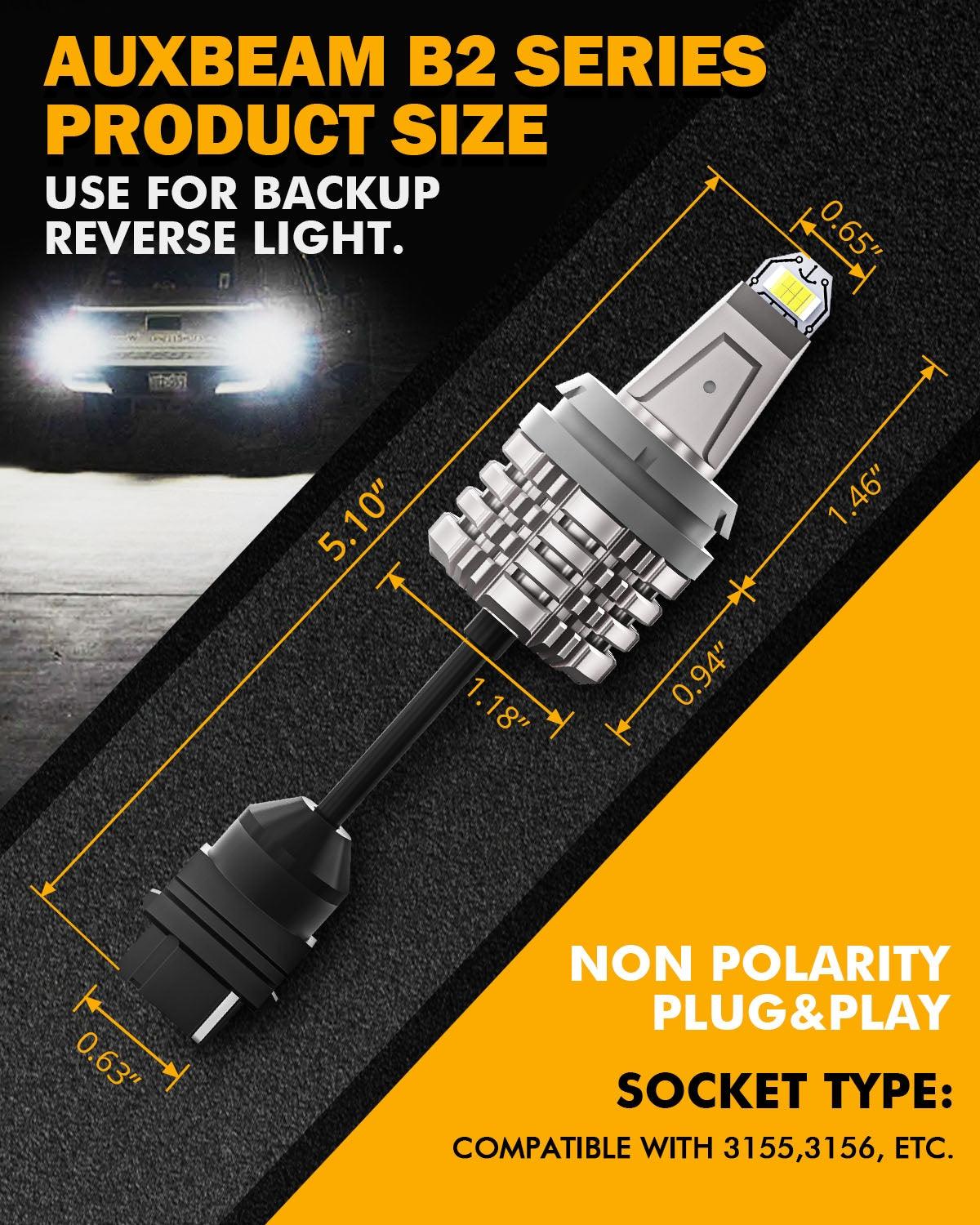 3156 LED Back-up Reverse Light Bulbs 44W 6000LM CAN-Bus Error Free 6500K White B2 Series | 2 bulbs