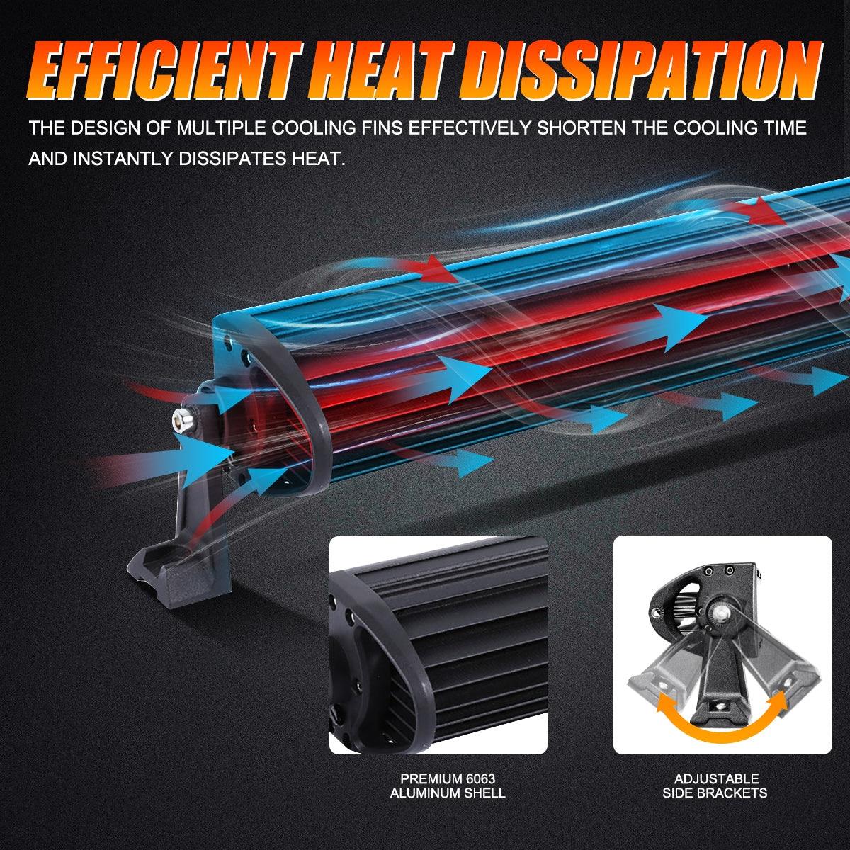 شريط إضاءة LED مزدوج الصف من سلسلة 5D مقاس 50 بوصة، مستقيم/منحني، مناسب لسيارات الدفع الرباعي والمركبات الرباعية والمركبات متعددة الأغراض والشاحنات والقوارب الصغيرة