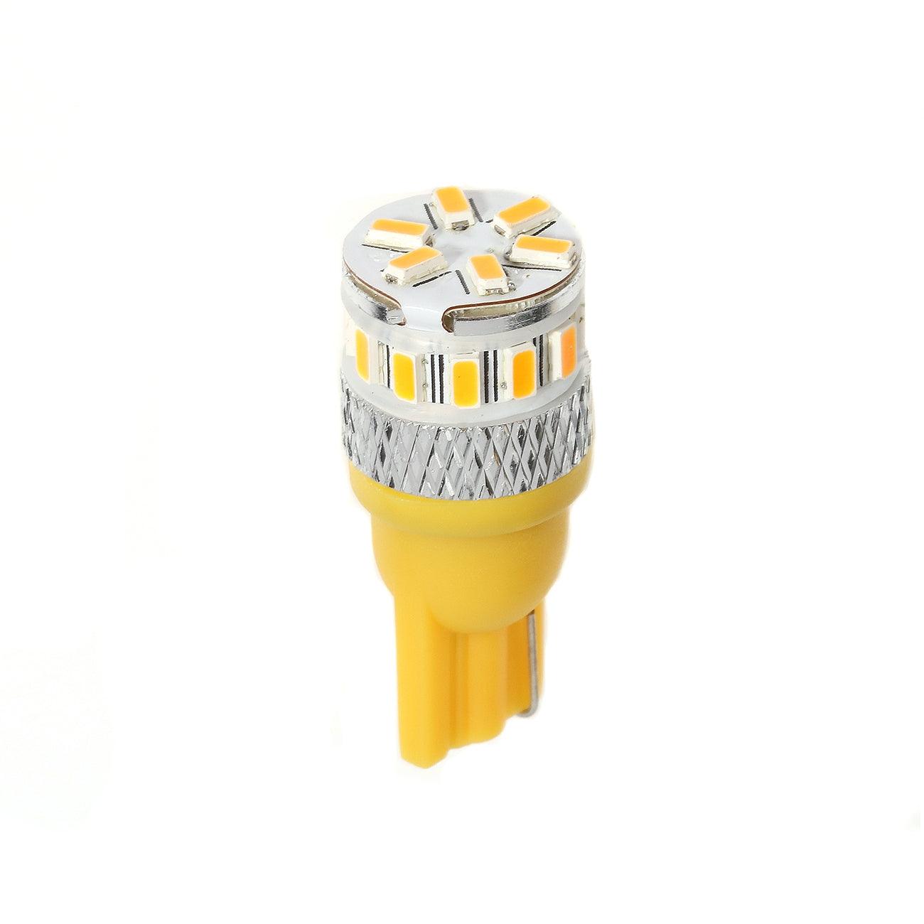 168 2825 W5W T10 LED لمبات لوحة ترخيص/علامة جانبية/إضاءة داخلية، 4 وات، سطوع عالي 300%، خالية من أخطاء CAN-Bus، لون كهرماني 3500 كلفن | 2 لمبة