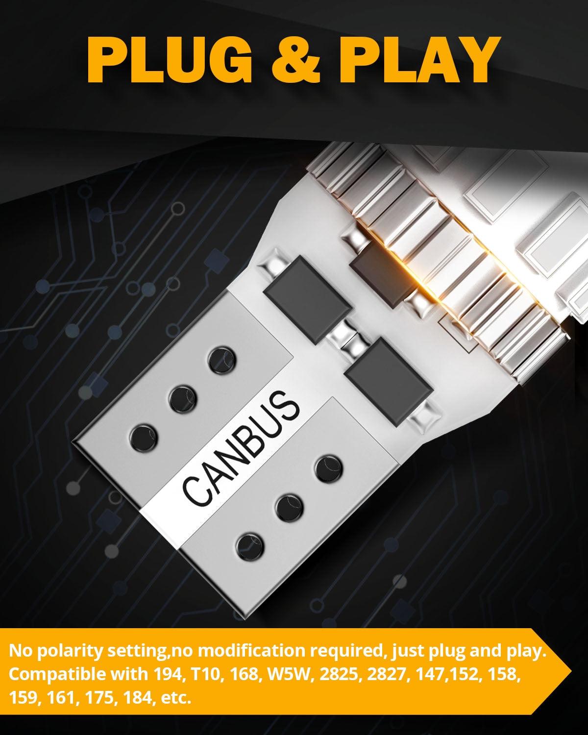 168 2825 W5W T10 LED License Plate/Side Marker/Interior Light Bulbs 3W 400% Brighter Canbus Error Free Blue B1 Series | 2 bulbs 