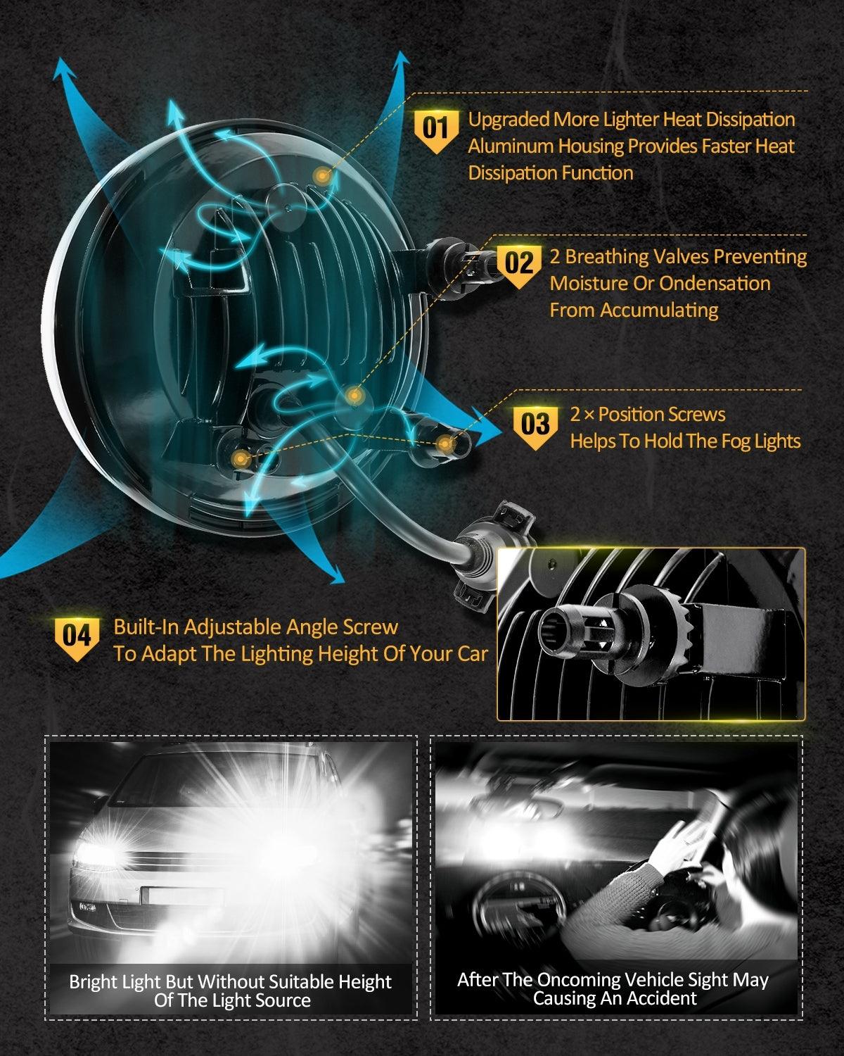 (قطعتان/مجموعة) مصابيح ضباب LED DOT بقوة 48 واط لسيارة GMC Sierra