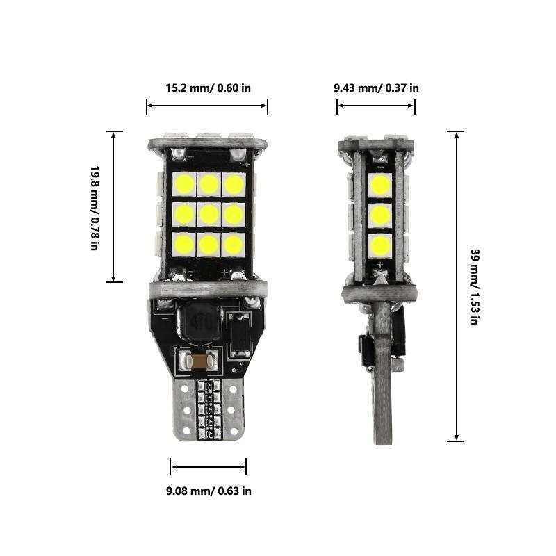 912 921 T15 W16W LED Back-up/Brake/Tail Light Bulbs 10W 300% High Brightness CAN-Bus Error Free 6500K White | 2 bulbs