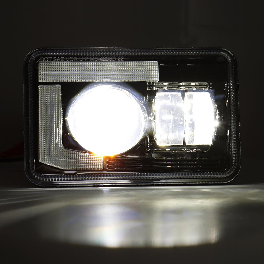 4x6 Inch DOT Sealed Beam LED Headlights with DRL For Peterbilt Kenworth Freightinger Ford Chevrolet