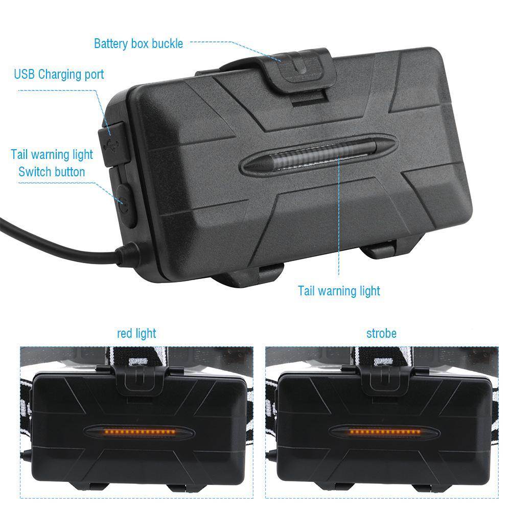 مصباح أمامي LED قابل لإعادة الشحن عبر USB مع بطارية ليثيوم