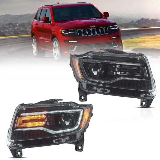 LED Headlight Assembly Full LED With Startup Animation/Blue DRL For 2011-2013 Jeep Grand Cherokee (WK2)