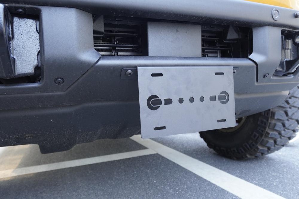 حامل لوحة ترخيص المصد الأمامي متوافق مع ملحقات فورد برونكو 2021 وما بعده 2021 2022 2023 4/2 باب