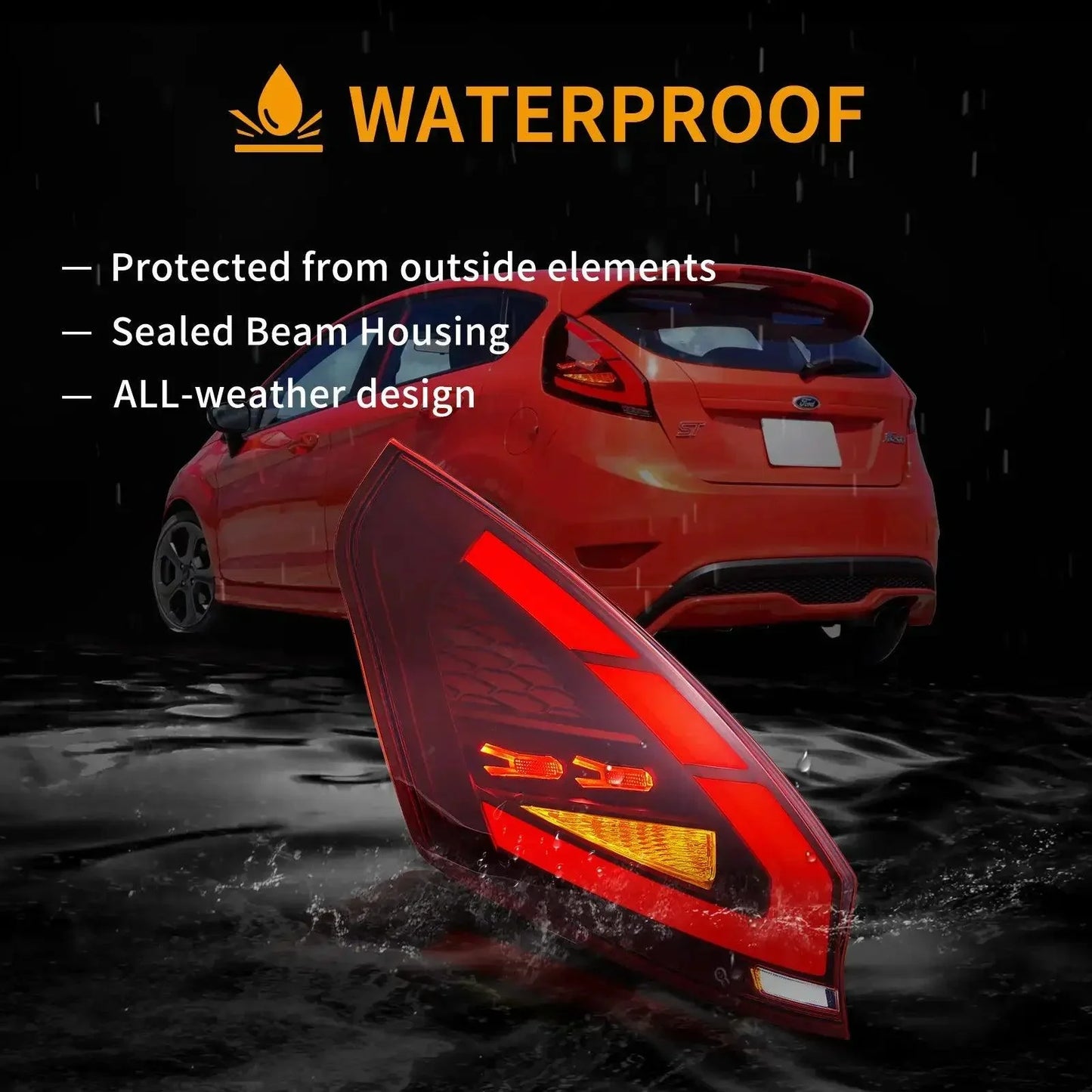 LED Tail Light Assembly For 2009-2017 Ford Fiesta Hatchback